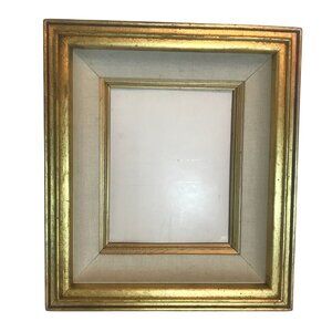Gold Leaf Wood Wall Mount Art Frame With Linen Insert 14" x 16"